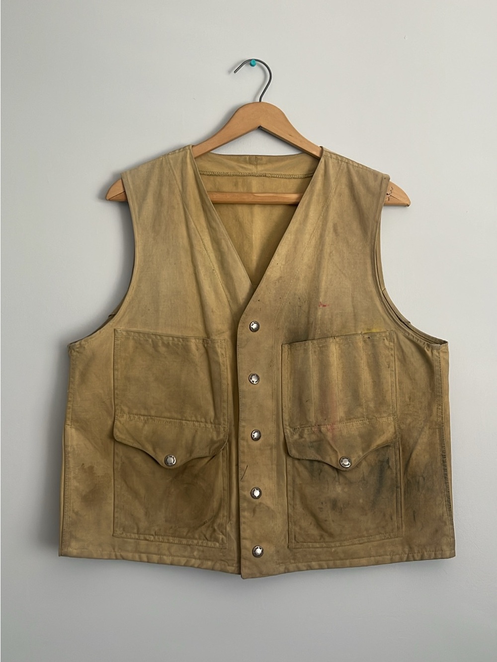 Vintage 1960s Filson Union Tag Tin Cloth Canvas Vest 21.5x23
